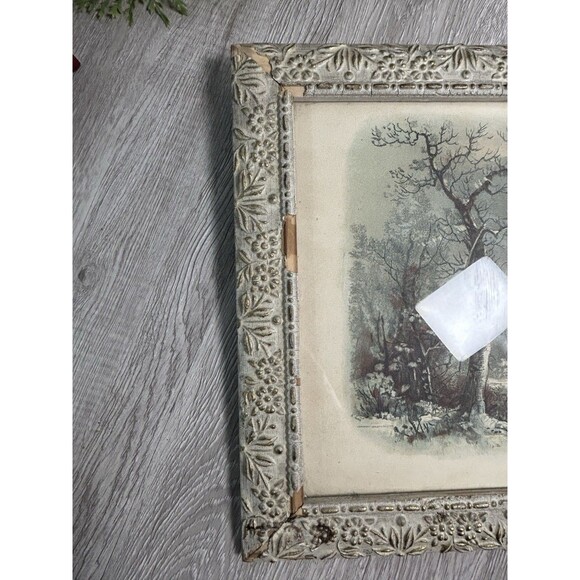 Antique Vintage 1894 J.Hoover Chromolithograph Print Red Barn River Winter Snow - Picture 15 of 16